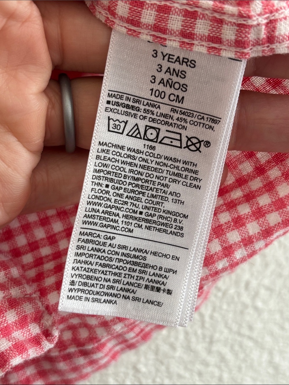 Baby Gap Cotton Linen Salmon & White Gingham Short Sleeve Button Down Shirt - Picture 4 of 7